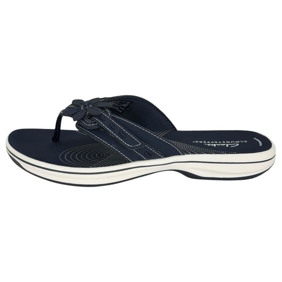 Clarks Breeze Opal Navy Faux Leather Womens Thong Sandals Size 8M - Picture 3 of 12